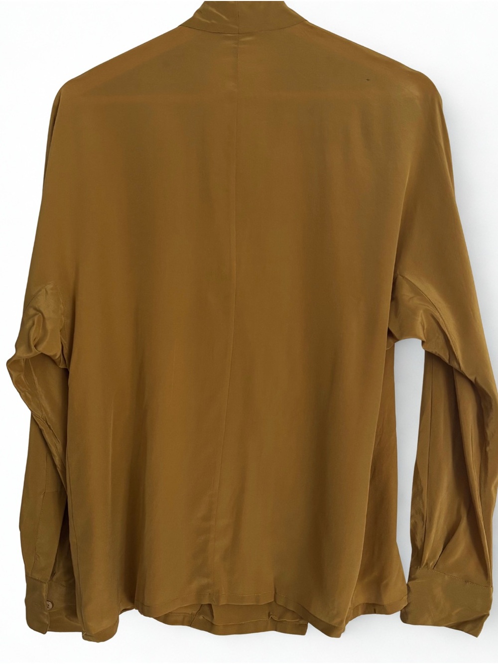 Vintage Linda Allard for Ellen Tracy 100% Silk Wrap Blouse - Mustard Gold Size 4 - Picture 4 of 8